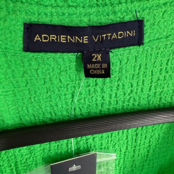NEW NWT Adrienne Vittadini Plus Size 2X Green Wearable Art Blouse Shirt Top - Picture 2 of 8